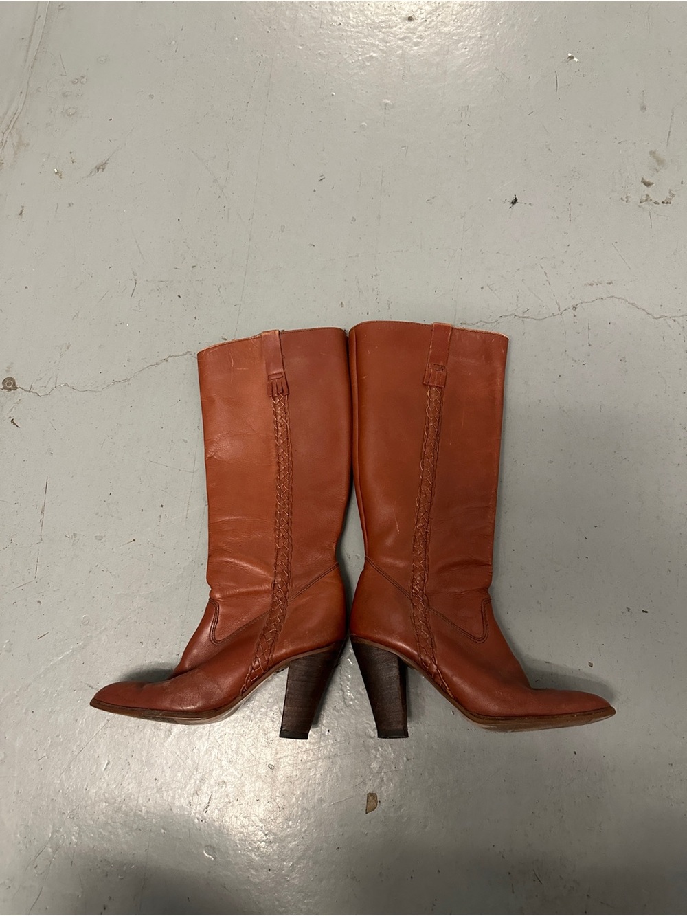 True Vintage Brown Leather Mid-Calf Heeled Boots - Women’s Size 8